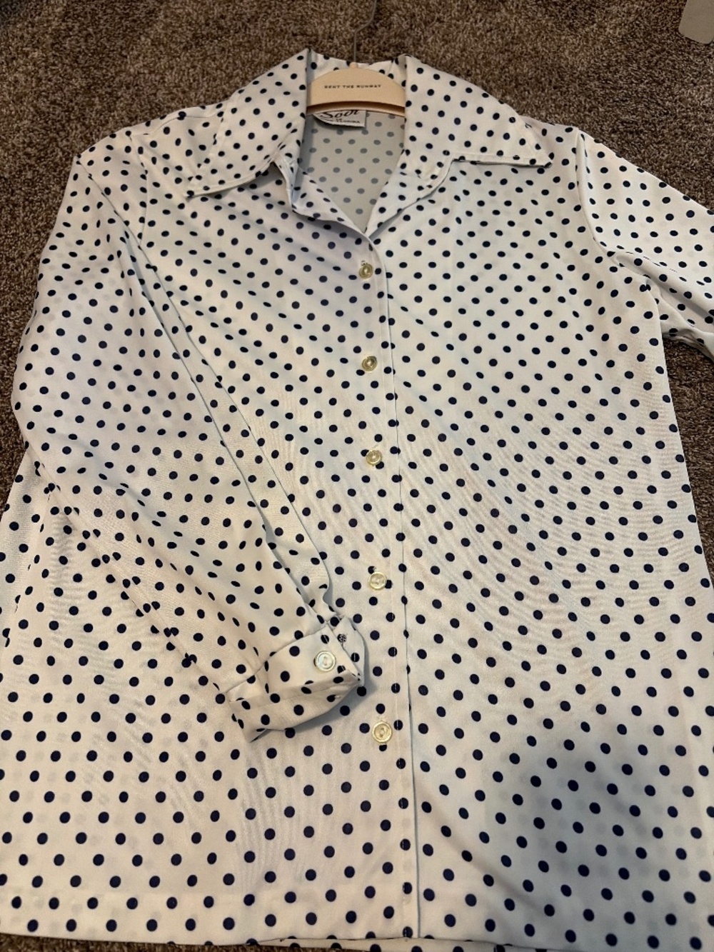 Vintage Sodi Polyester Womens Dress Shirt polka Dot